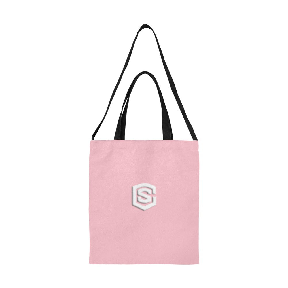 Pink All Over Print Canvas Tote Bag With White Logo All Over Print Canvas Tote Bag(Model1698)(Medium)
