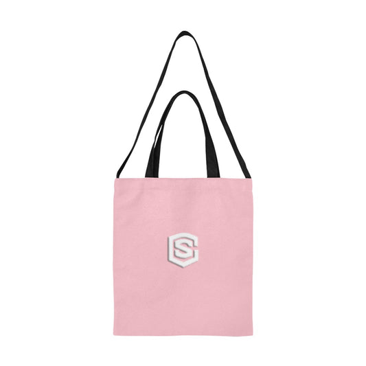 Pink All Over Print Canvas Tote Bag With White Logo All Over Print Canvas Tote Bag(Model1698)(Medium)