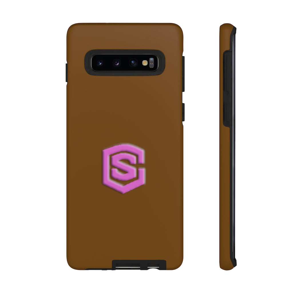 Brown Tough Cases Pink Logo