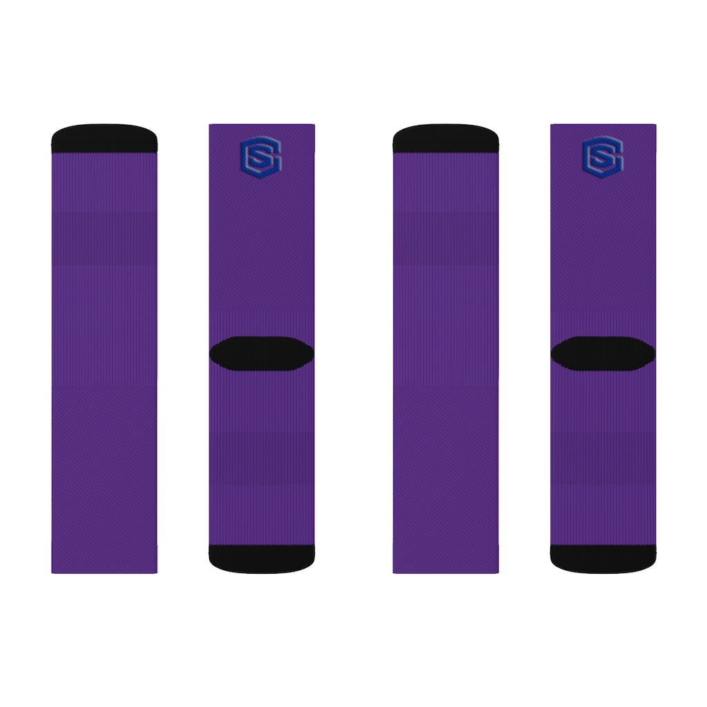 Purple Sublimation Socks Blue Logo