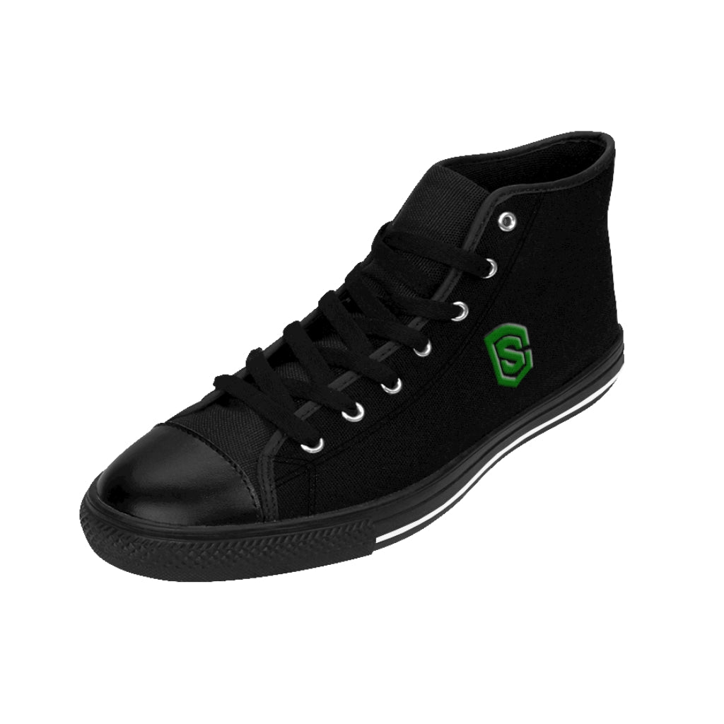 black Men's High-top Sneakers - green logo