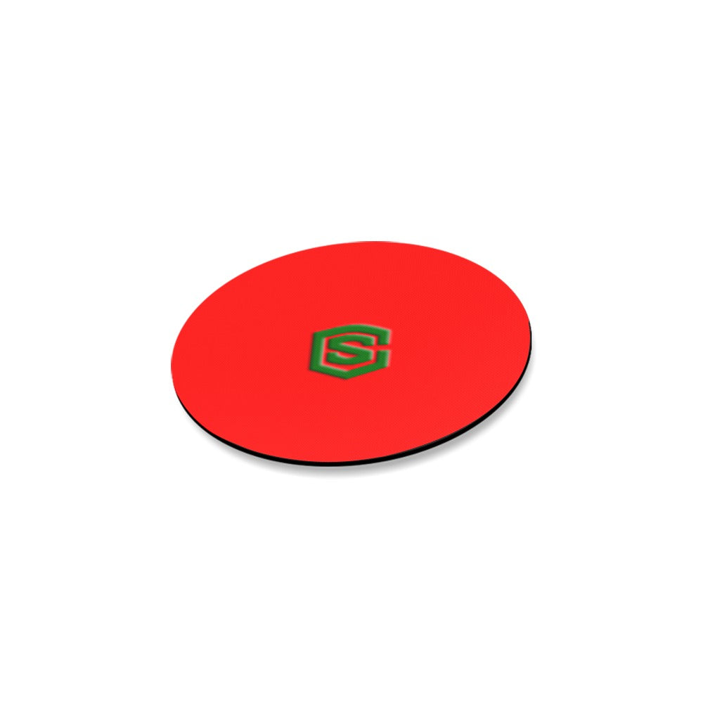 Red Round Coaster with Green Logo Round Coaster