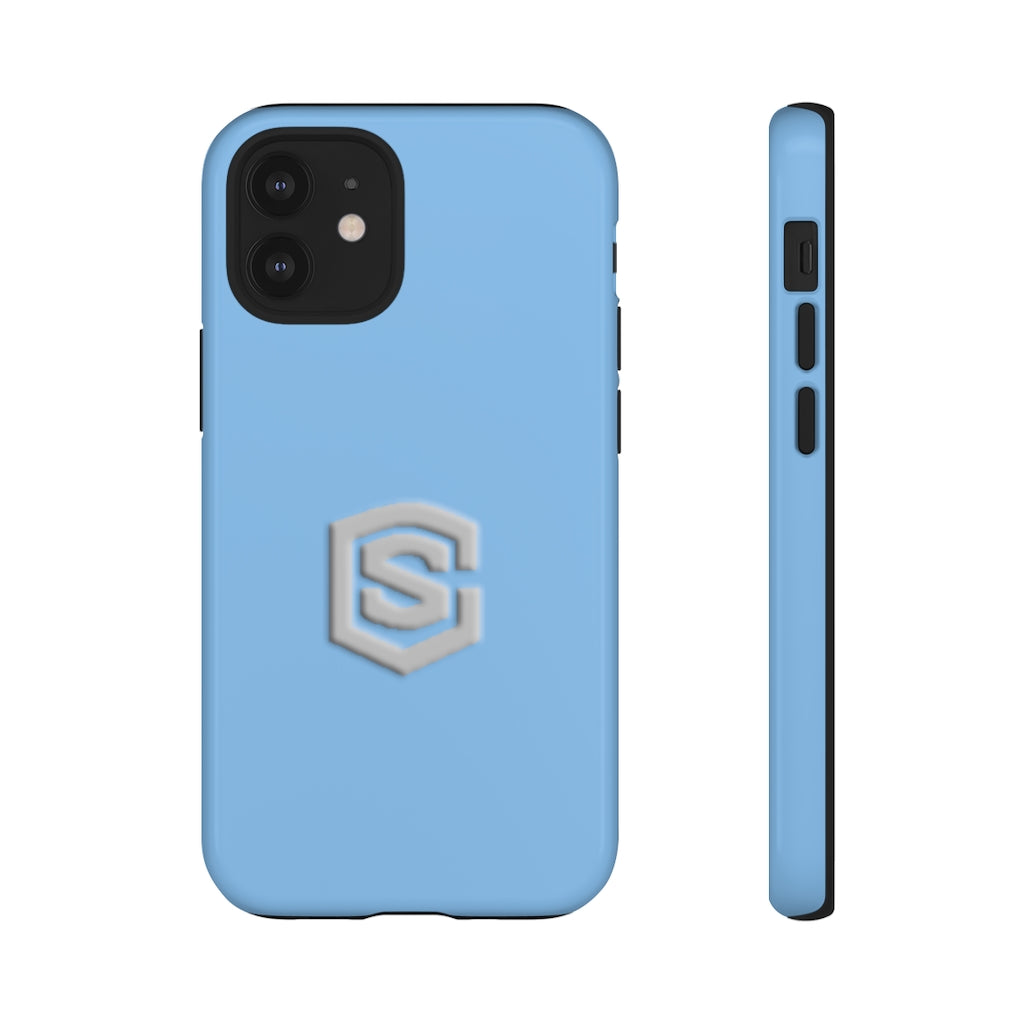 Blue Tough Cases Silver Logo