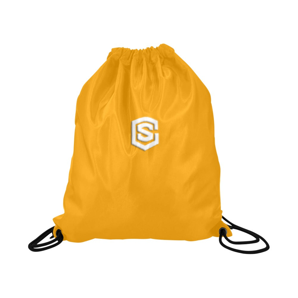 Orange Drawstring Bags Large With White Logo Drawstring Bags (Model 1604) (Large)
