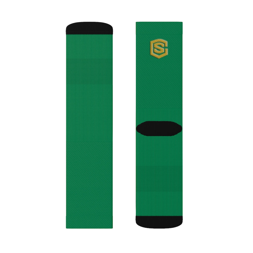 Green Sublimation Socks Gold Logo