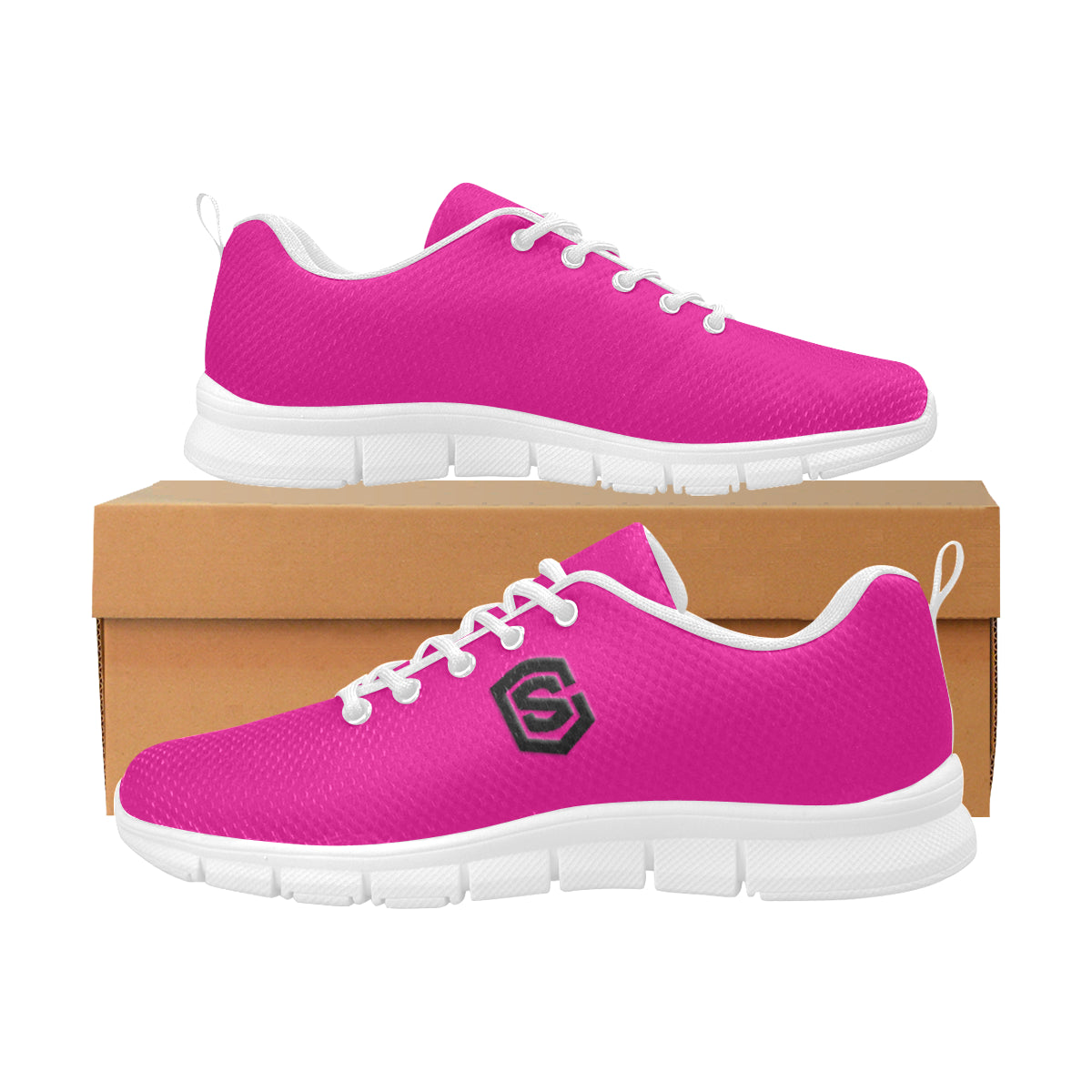 black logo Women's Breathable Running Shoes (Model 055)