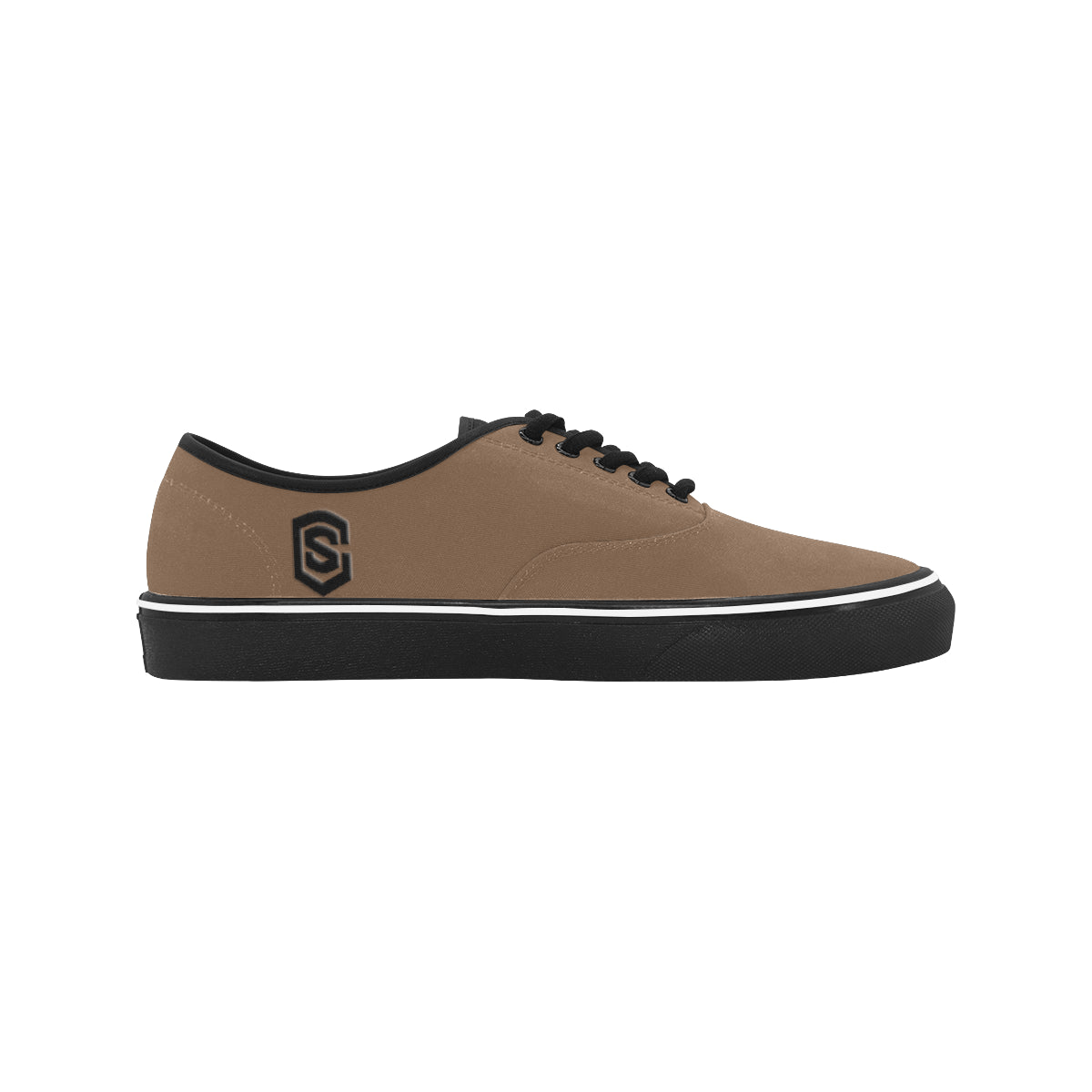 black logo Classic Men's Canvas Low Top Shoes/Large (Model E001-4)