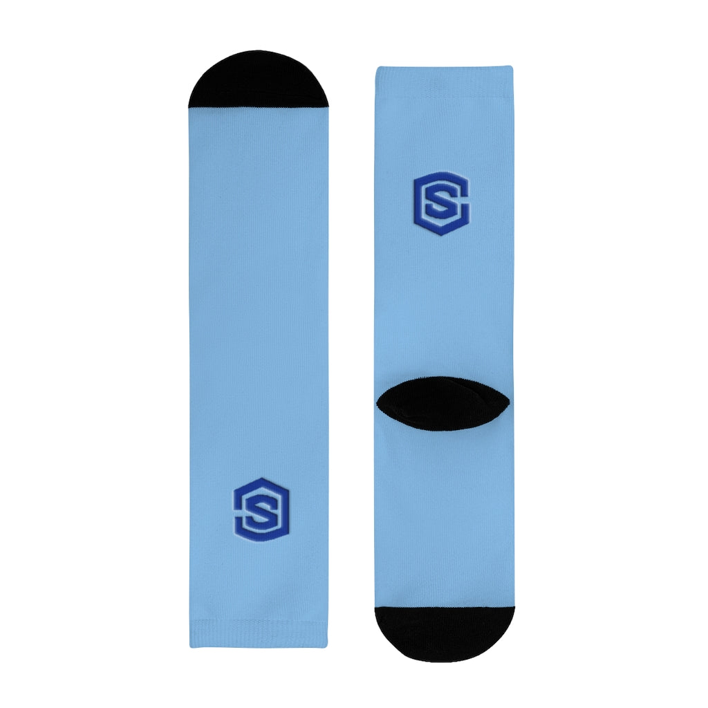 blue Sublimation Crew Socks (EU) Blue Logo