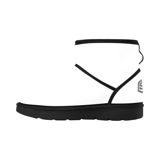 WHITE Low Top Men's Snow Boots WITH GRAY LOGO Low Top Men's Snow Boots (Model 049)