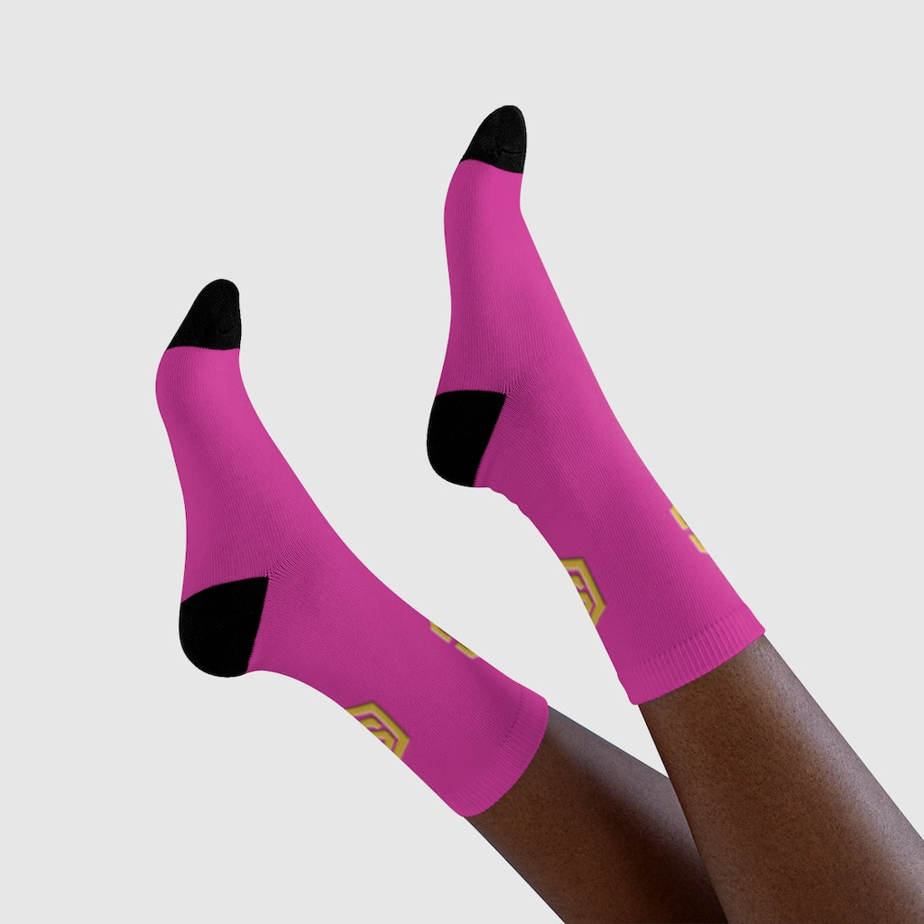 Purple Sublimation Crew Socks (EU) Gold Logo
