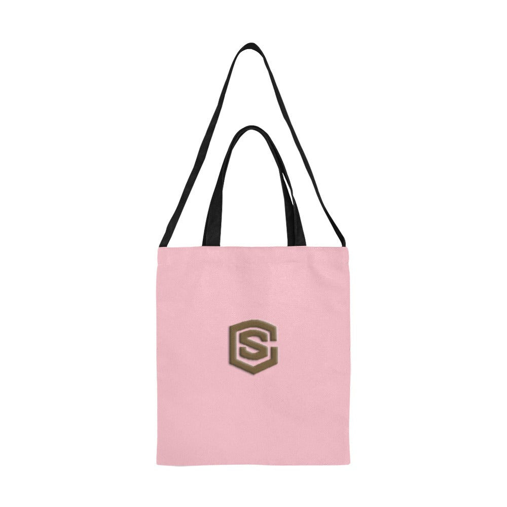 Pink All Over Print Canvas Tote Bag With Brown Logo All Over Print Canvas Tote Bag(Model1698)(Medium)