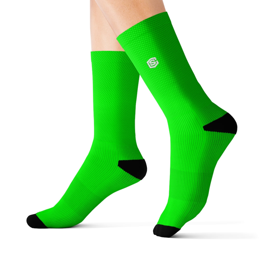 Green Sublimation Socks with White Logo