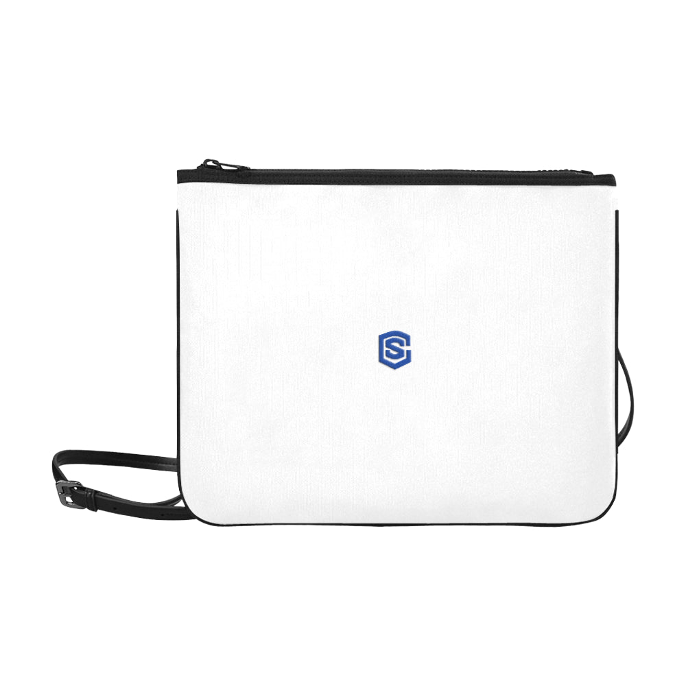 WHITE SLIM CLUTCH BAG blue logo Slim Clutch Bag (Model 1668)