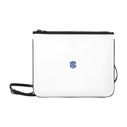 WHITE SLIM CLUTCH BAG blue logo Slim Clutch Bag (Model 1668)