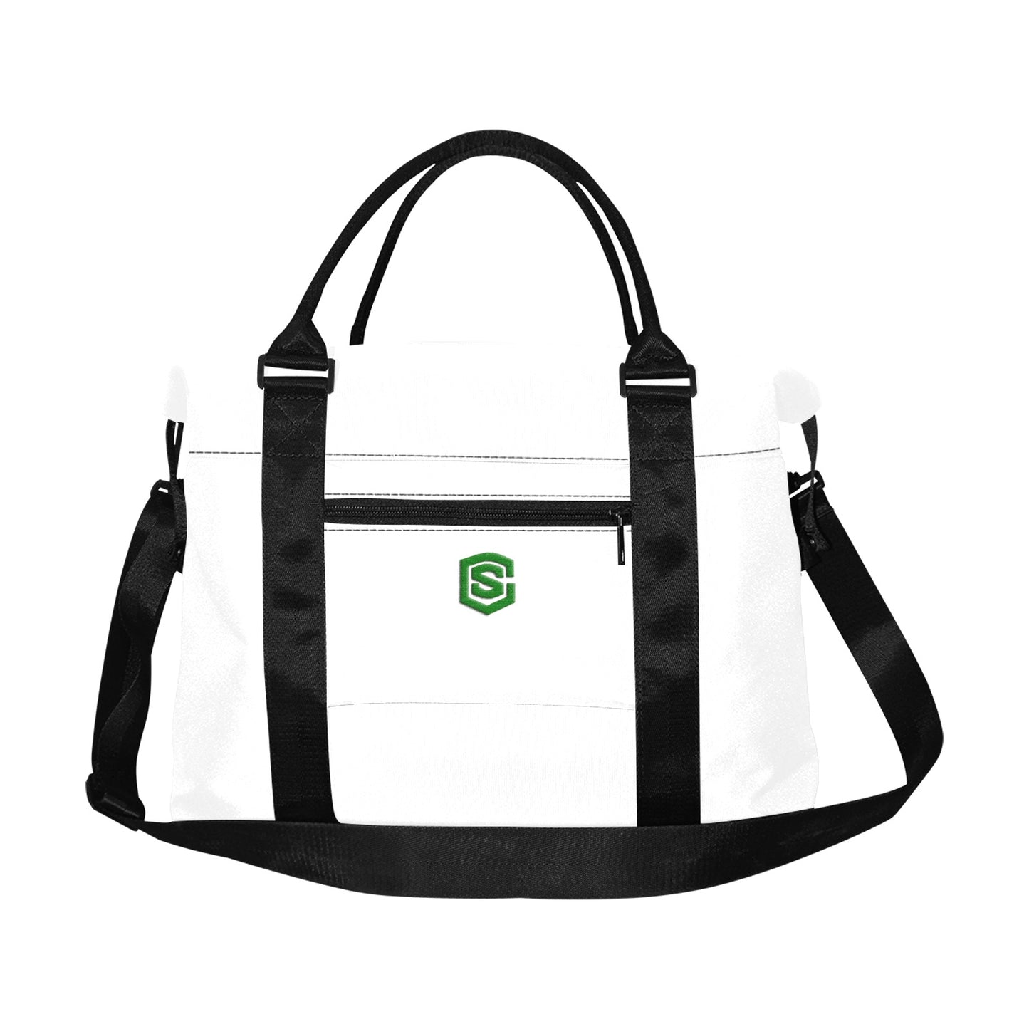 White Large Capacity Duffle Bag With Green Logo Large Capacity Duffle Bag(Model1715)
