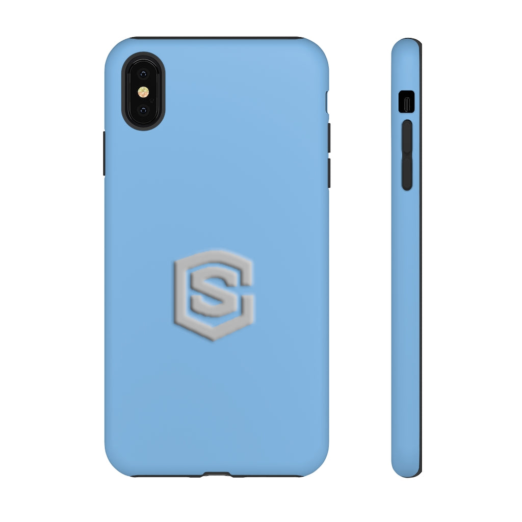 Blue Tough Cases Silver Logo