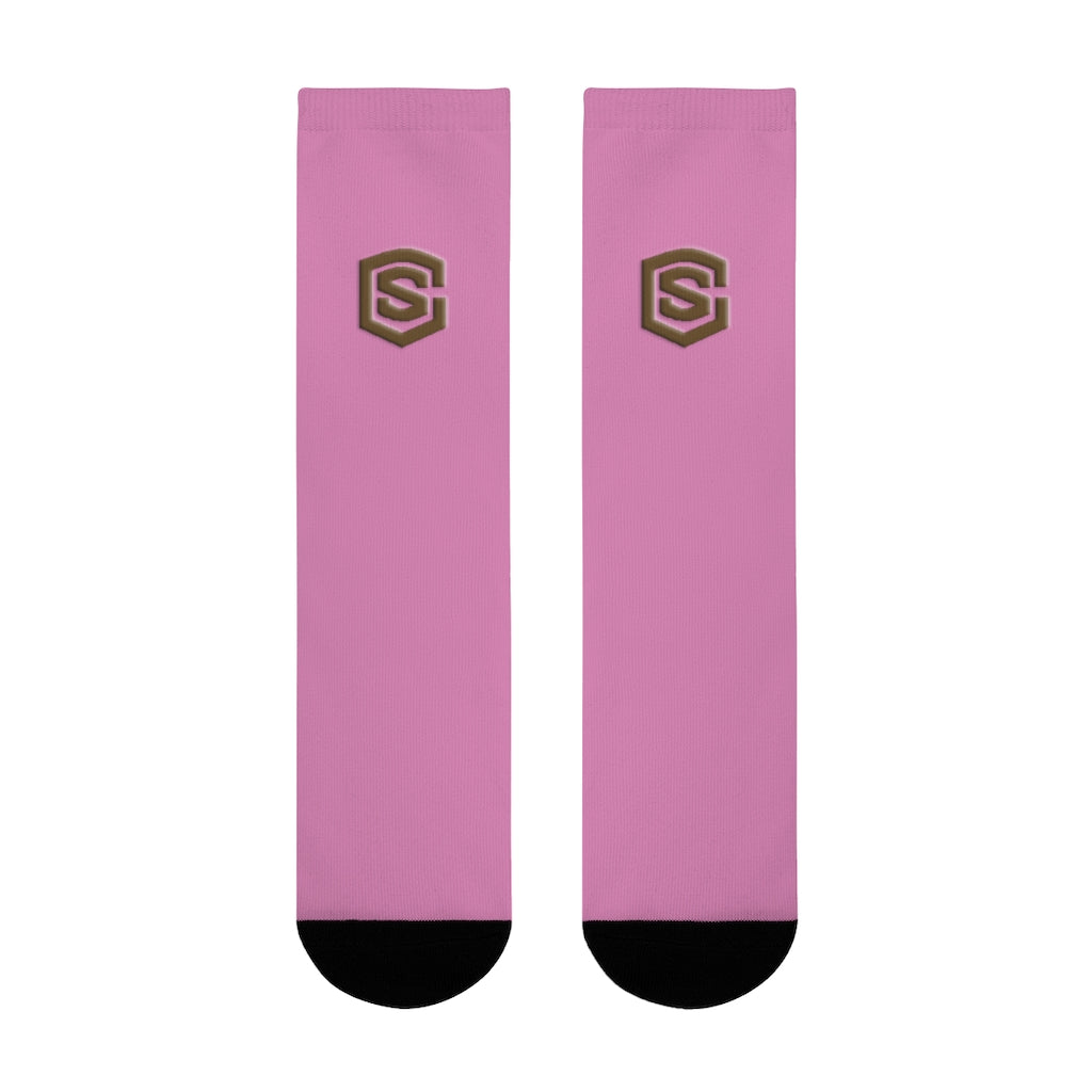 Purple Sublimation Crew Socks (EU) Brown Logo
