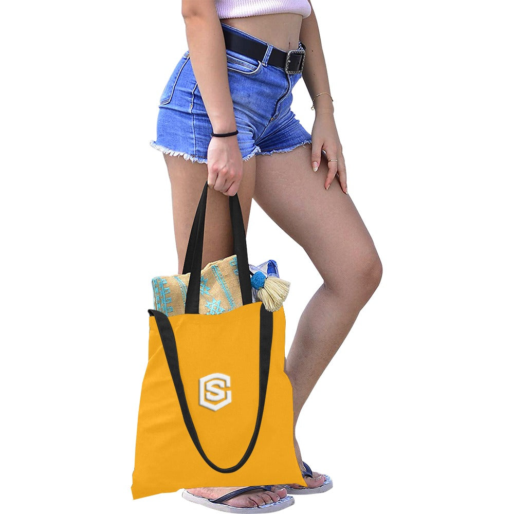 Orange All Over Print Canvas Tote Bag With White Logo All Over Print Canvas Tote Bag(Model1698)(Medium)