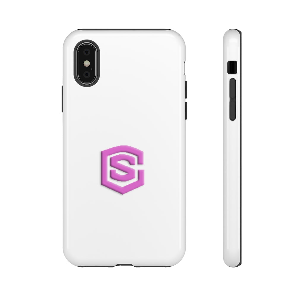 White Tough Cases Pink Logo