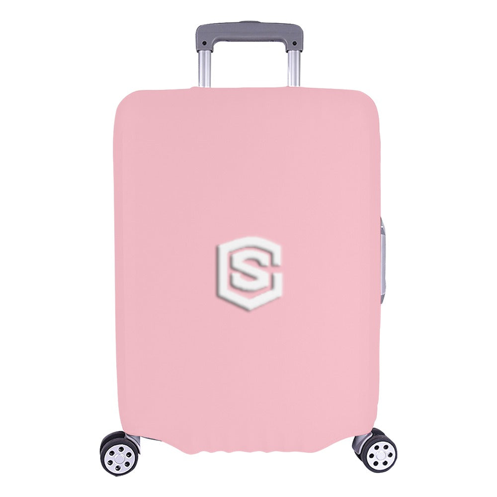 PINK LUGGAGE COVER WITH WHITE LOGO Luggage Cover (Large Size) (26"-28")