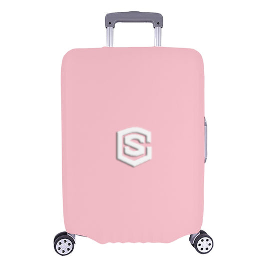 PINK LUGGAGE COVER WITH WHITE LOGO Luggage Cover (Large Size) (26"-28")