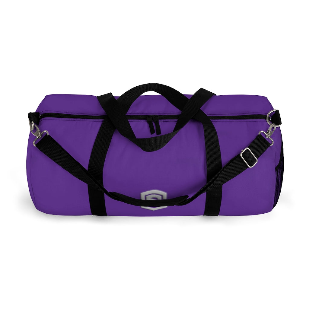 Purple Duffel Bag Silver Logo