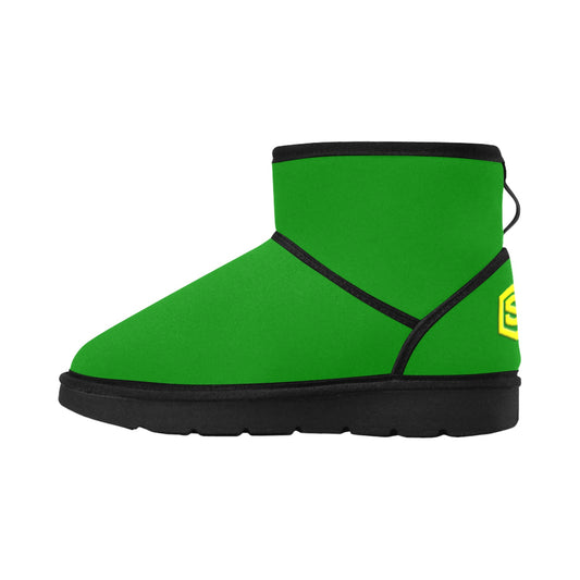 GREEN Low Top Men's Snow Boots WITH YELLOW LOGO Low Top Men's Snow Boots (Model 049)