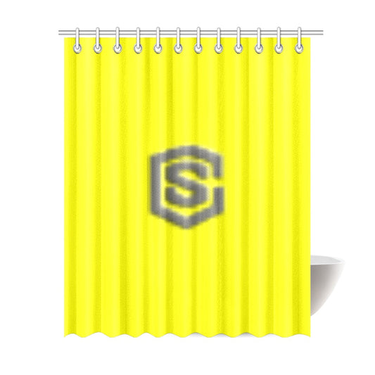 Yellow Shower Curtain 69"x84" with Gray Logo Shower Curtain 69"x84"