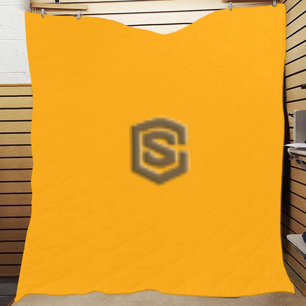 Orange Quilt with Brown Logo Custom Quilt  70" x 80"