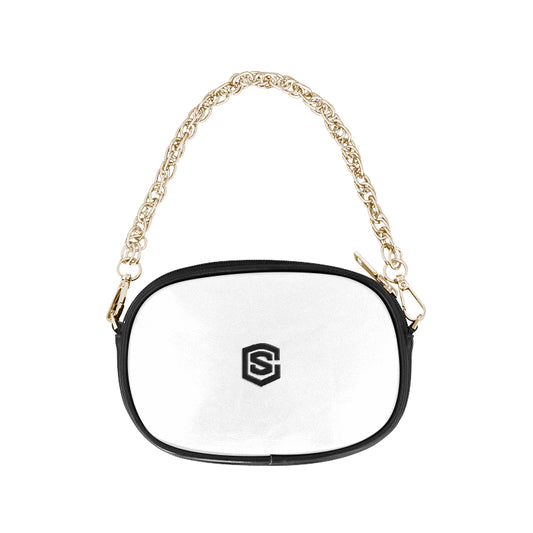 WHITE CHAIN PURSE black logo Chain Purse (Model 1626)
