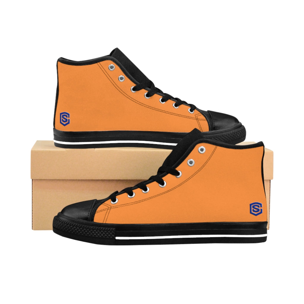 orange Women's High-top Sneakers Blue logo