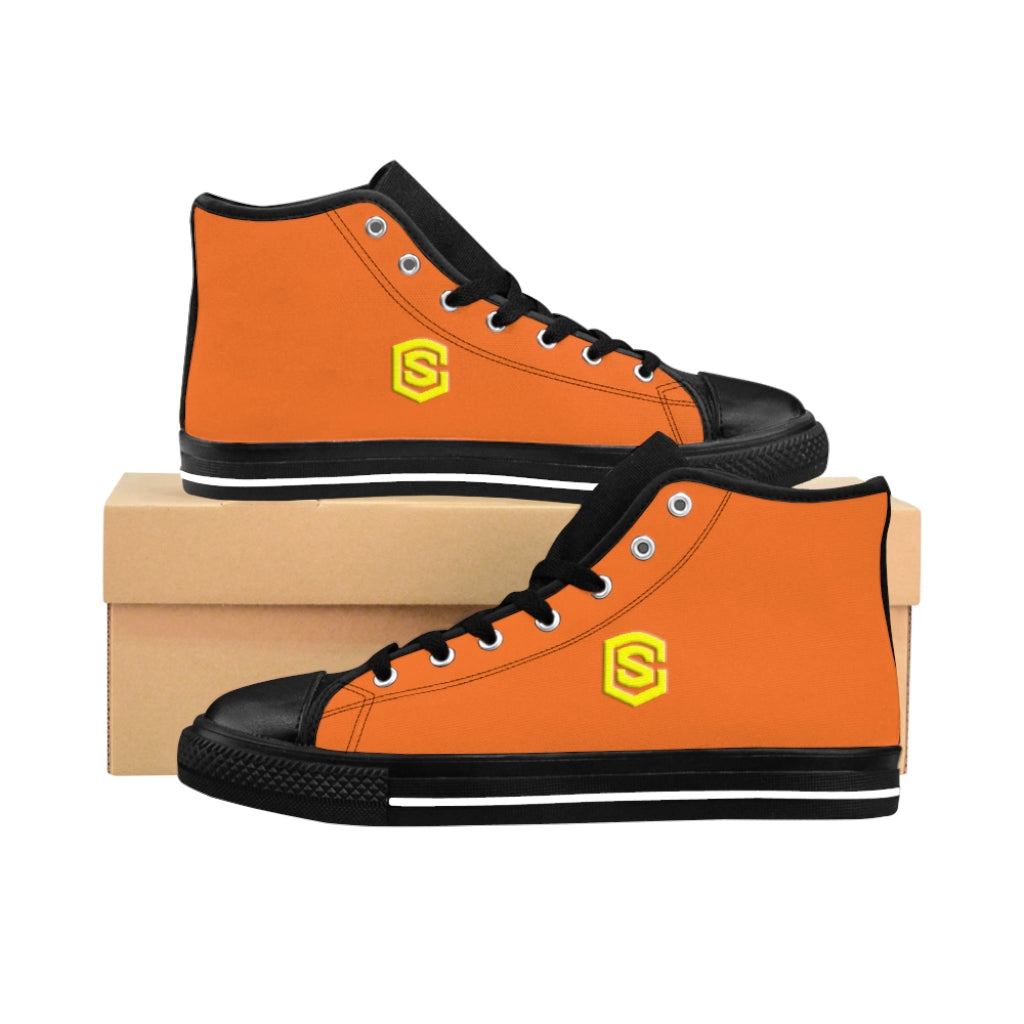 orange Men's High-top Sneakers - yellow logo