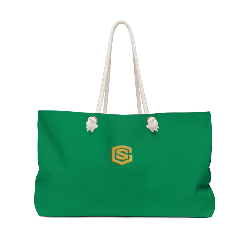 Green Weekender Bag Gold Logo