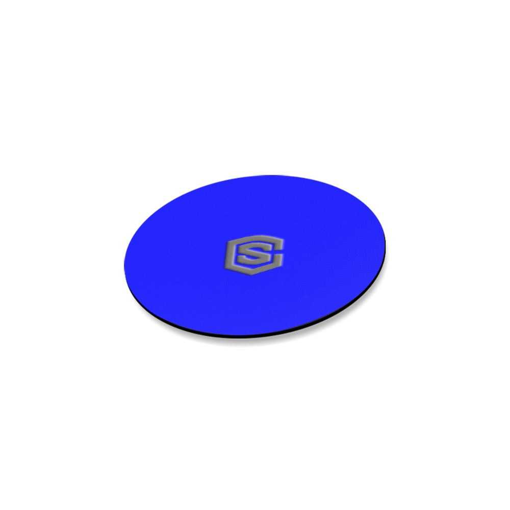 Blue Round Coaster with Gray Logo Round Coaster