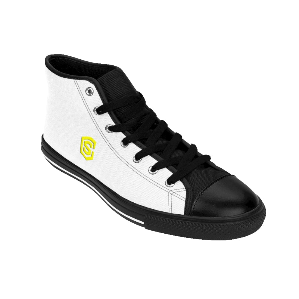 white Men's High-top Sneakers - yellow logo