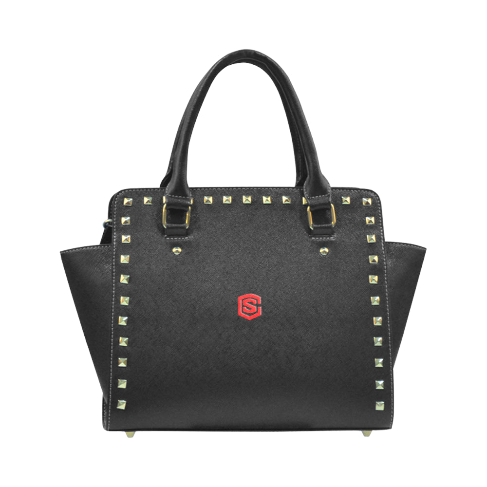 BLACK RIVET SHOULDER HANDBAG red logo Rivet Shoulder Handbag (Model 1645)