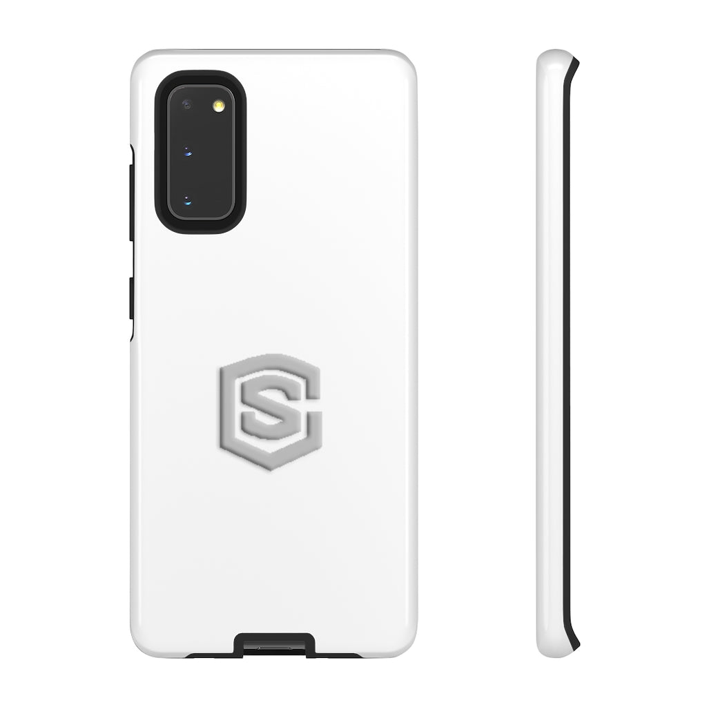 White Tough Cases Silver Logo