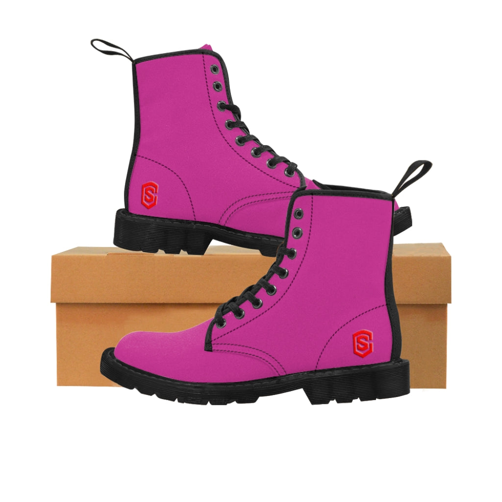 Pink Men's Canvas Boots Red Logo