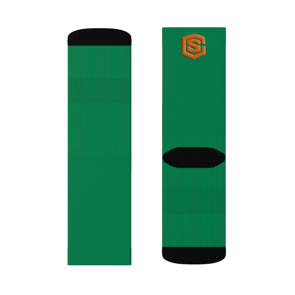 Green Sublimation Socks Orange Logo