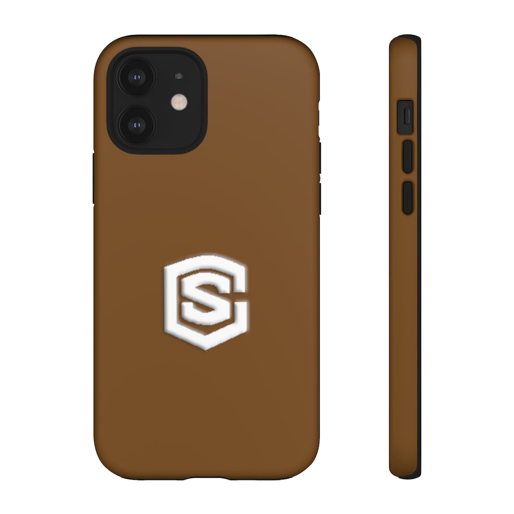 Brown Tough Cases White Logo