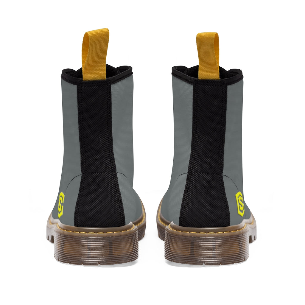 Grey Men's Canvas Boots Yellow Logo