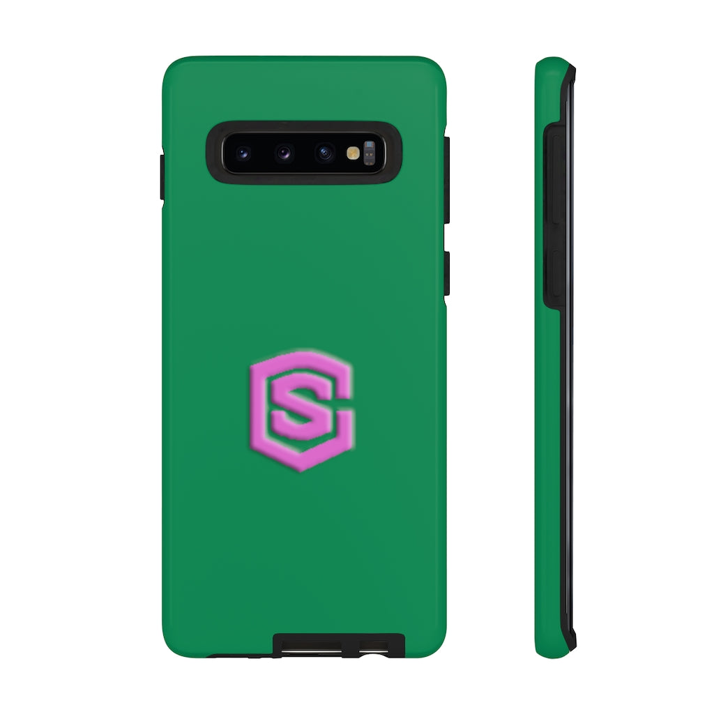 Green Tough Cases Pink Logo