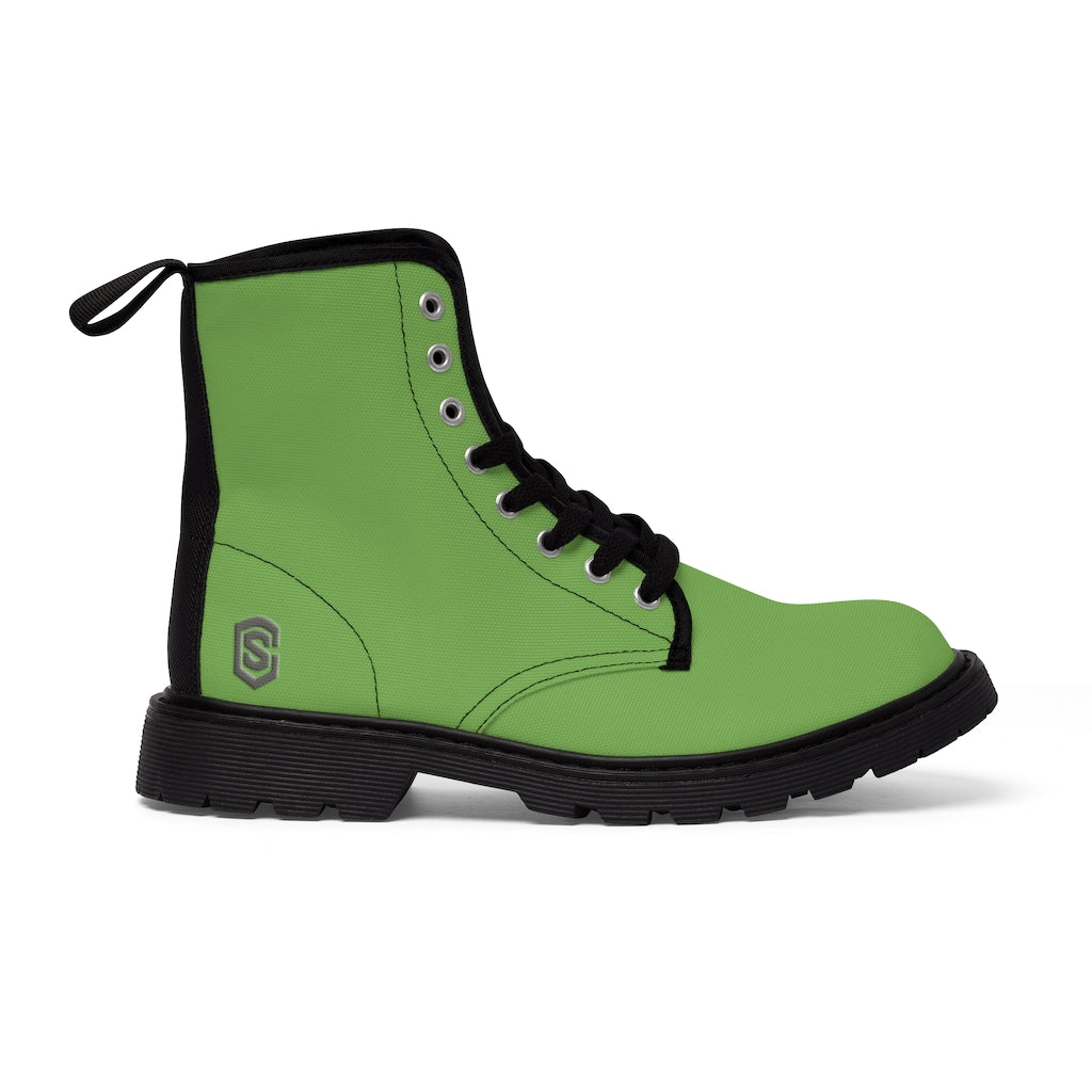 Green Men's Canvas Boots Silver Logo