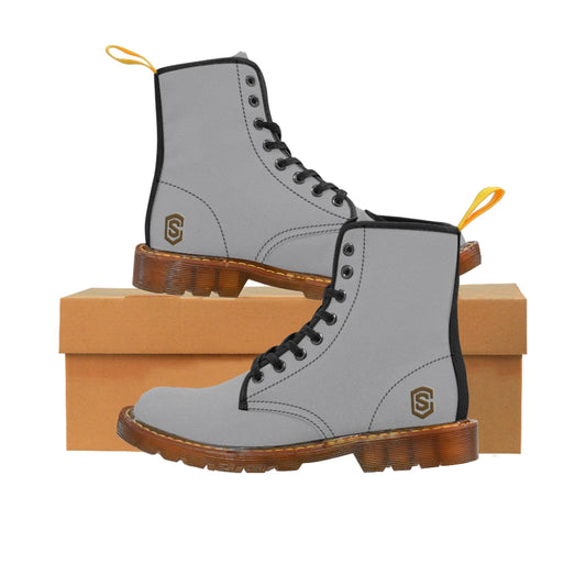 Grey Men's Canvas Boots Brown Logo