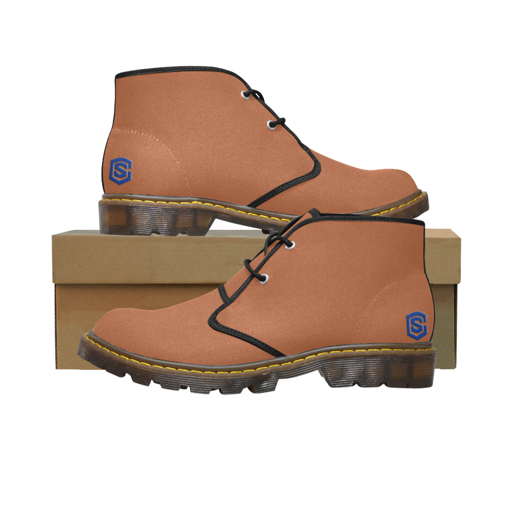 blue logo Women's Canvas Chukka Boots (Model 2402-1)