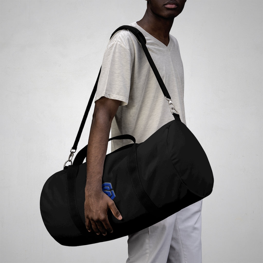 Black Duffel Bag Blue Logo