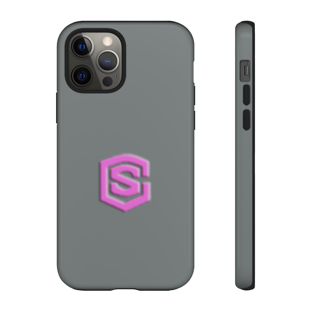 Grey Tough Cases Pink Logo