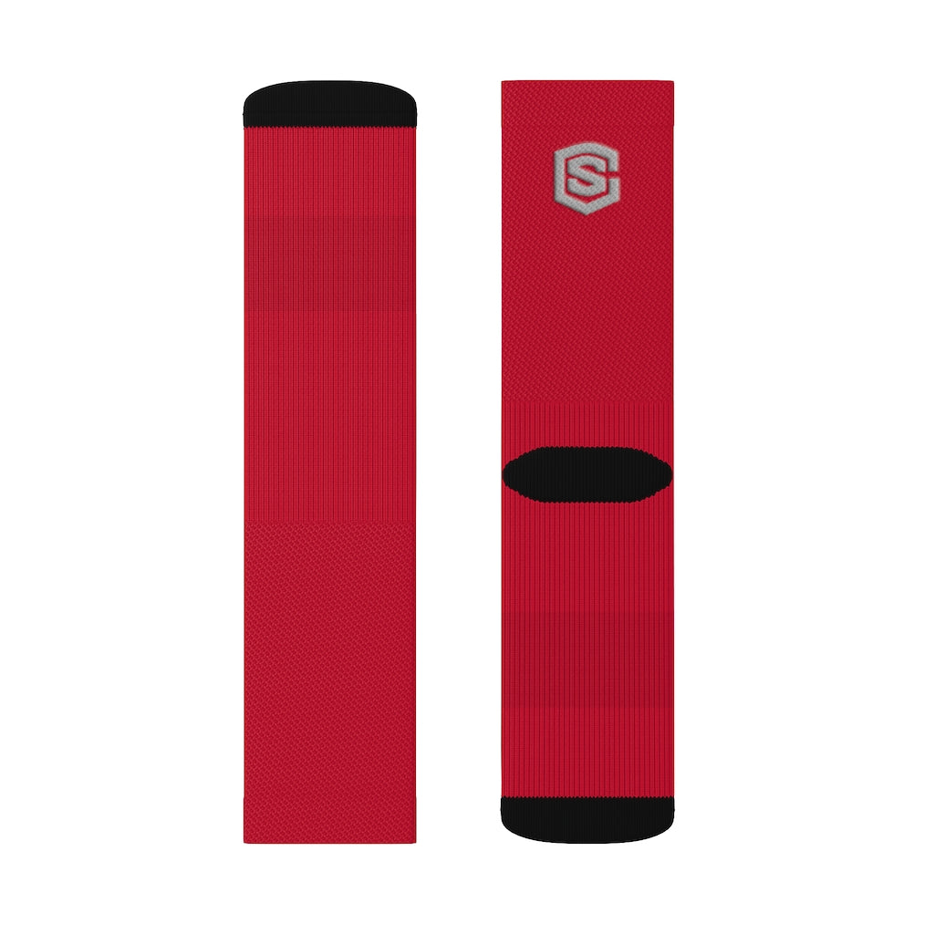 Red Sublimation Socks Silver Logo