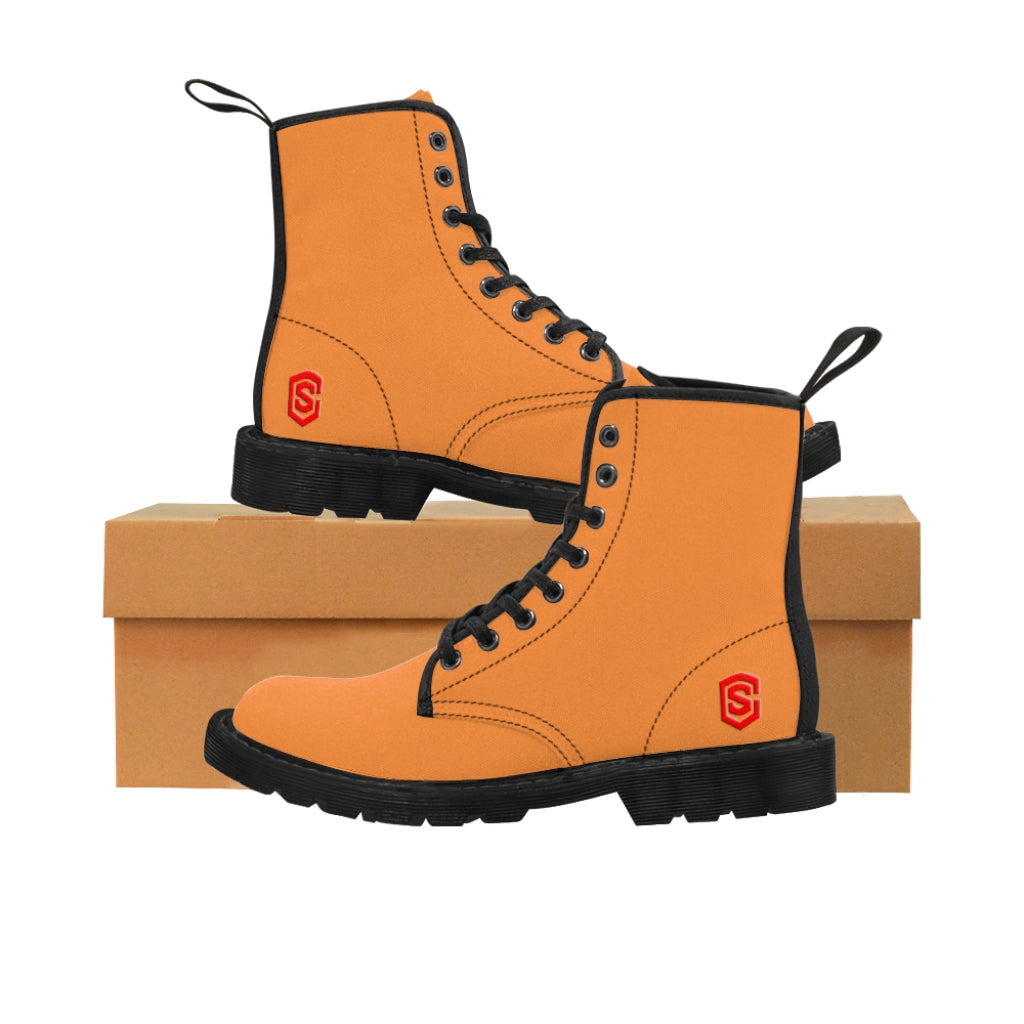 Orange Men's Canvas Boots Red Logo