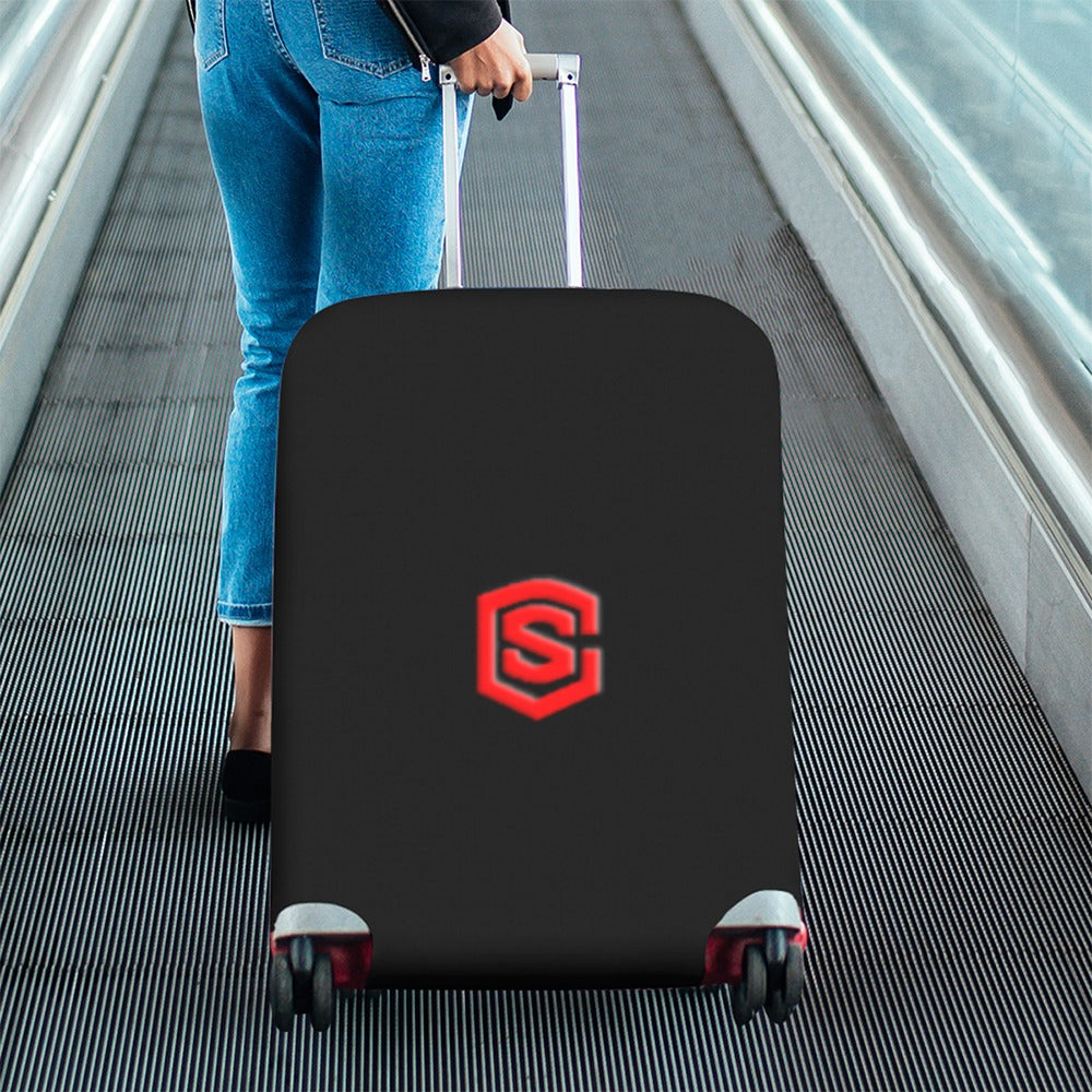 BLACK LUGGAGE COVER WITH RED LOGO Luggage Cover (Large Size) (26"-28")